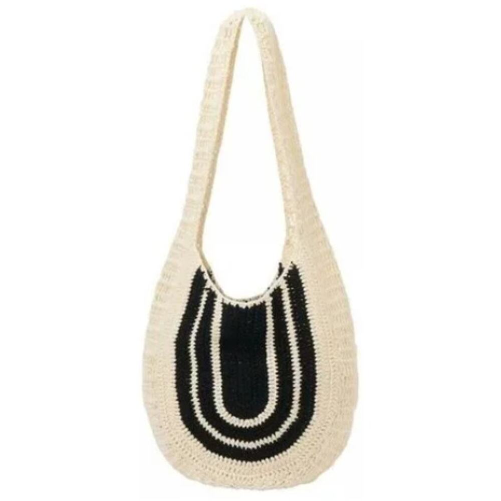 NWT URBAN ORIGINALS Women's Valley Tote Crocheted Cream And Black